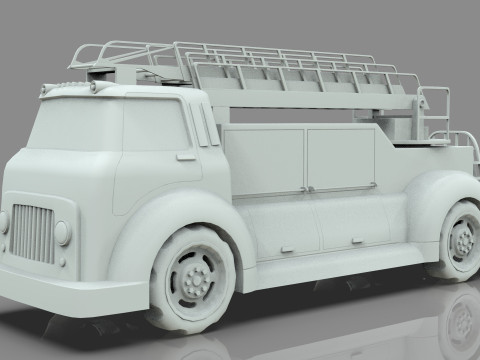Firetruck Cartoon Vehicle Low-poly 3D Модель
