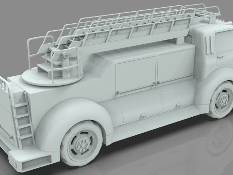 Firetruck Cartoon Vehicle Low-poly 3D Модель