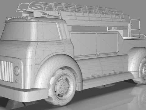 Firetruck Cartoon Vehicle Low-poly 3D Модель