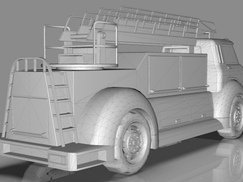 Firetruck Cartoon Vehicle Low-poly 3D Модель