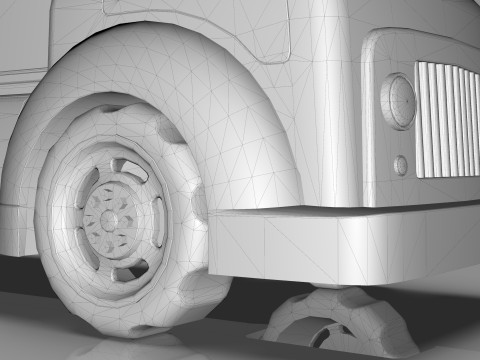 Firetruck Cartoon Vehicle Low-poly 3D Модель