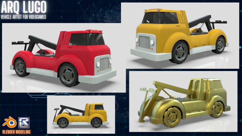 Wrecker Tow Truck Cartoon Vehicle Low-poly 3D 模型 .c4d .max .obj .3ds .fbx .stl .blend 