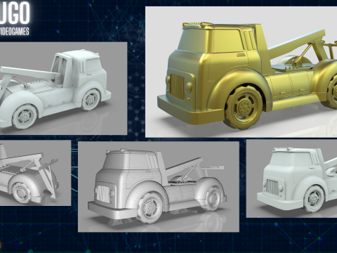 Wrecker Tow Truck Cartoon Vehicle Low-poly 3D 模型