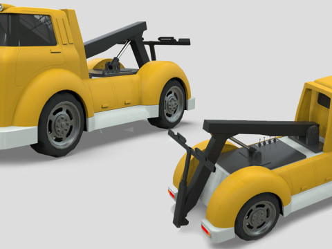 Wrecker Tow Truck Cartoon Vehicle Low-poly 3D 模型