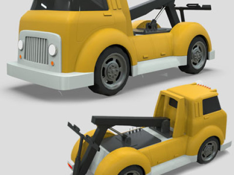 Wrecker Tow Truck Cartoon Vehicle Low-poly 3D 模型