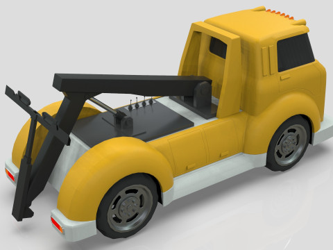 Wrecker Tow Truck Cartoon Vehicle Low-poly 3D 模型