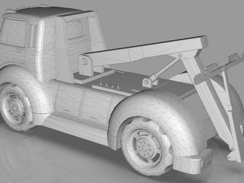 Wrecker Tow Truck Cartoon Vehicle Low-poly 3D 模型