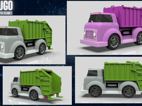 Garbage truck Cartoon Vehicle Low-poly 3D Model