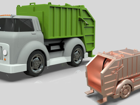 Garbage truck Cartoon Vehicle Low-poly Modelo 3D