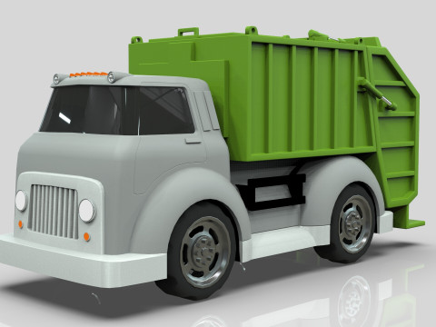 Garbage truck Cartoon Vehicle Low-poly Modelo 3D