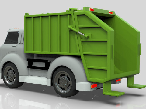 Garbage truck Cartoon Vehicle Low-poly Modelo 3D