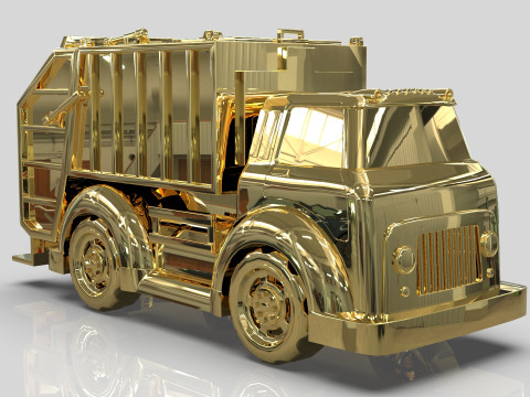 Garbage truck Cartoon Vehicle Low-poly Modelo 3D