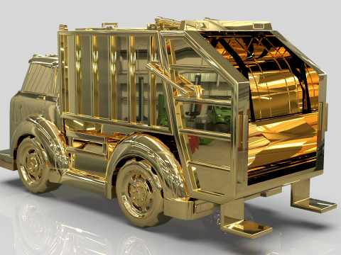 Garbage truck Cartoon Vehicle Low-poly Modelo 3D