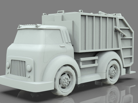 Garbage truck Cartoon Vehicle Low-poly Modelo 3D