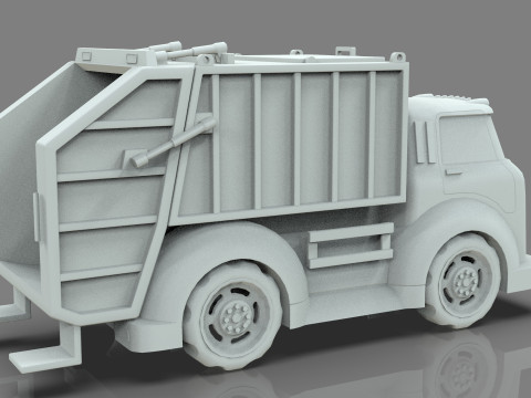 Garbage truck Cartoon Vehicle Low-poly Modelo 3D