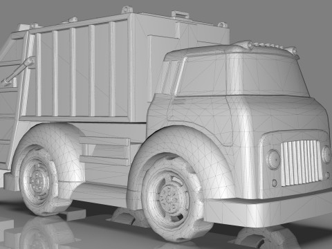 Garbage truck Cartoon Vehicle Low-poly Modelo 3D