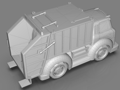 Garbage truck Cartoon Vehicle Low-poly Modelo 3D
