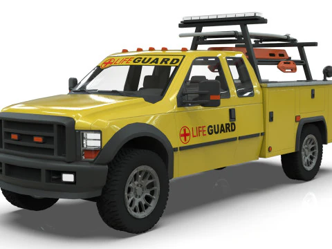 Lowpoly Lifeguard Truck 3D Model