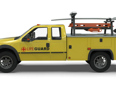 Lowpoly Lifeguard Truck 3D Model