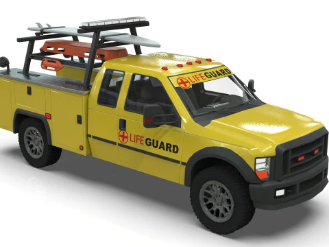 Lowpoly Lifeguard Truck 3D Model