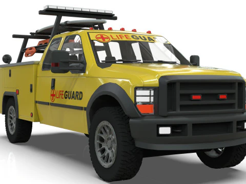 Lowpoly Lifeguard Truck 3D Model