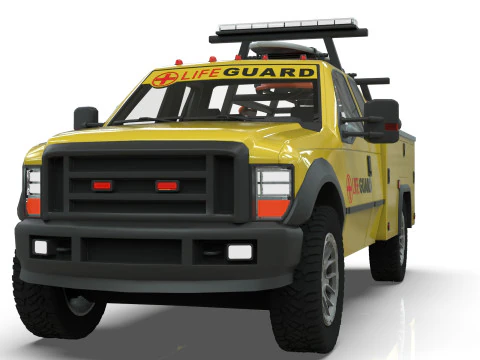 Lowpoly Lifeguard Truck 3D Model