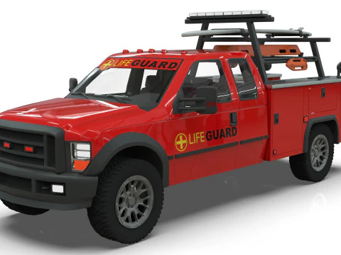 Lowpoly Lifeguard Truck 3D Model