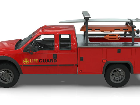 Lowpoly Lifeguard Truck 3D Model