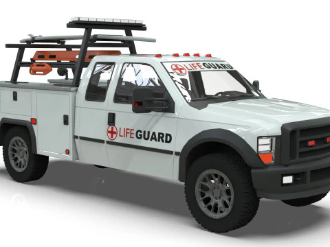 Lowpoly Lifeguard Truck 3D Model
