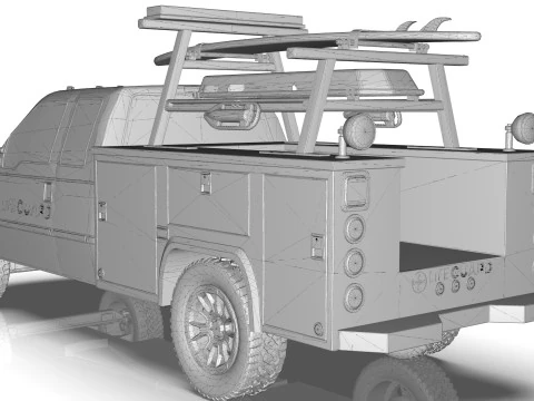 Lowpoly Lifeguard Truck 3D Model