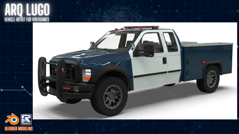 Lowpoly Police Truck Low-poly Model 3D .c4d .max .obj .3ds .fbx .stl .blend