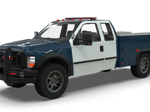 Lowpoly Police Truck Low-poly Model 3D