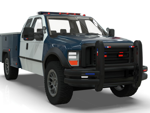 Lowpoly Police Truck Low-poly Model 3D