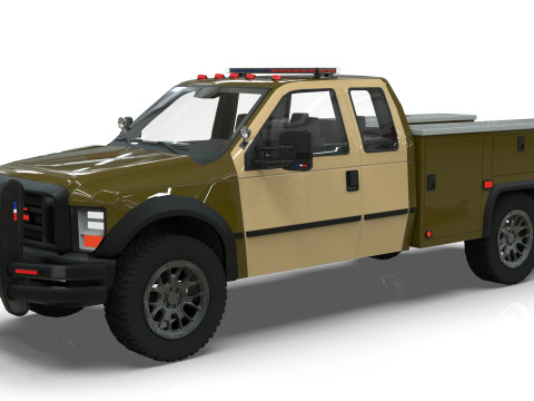Lowpoly Police Truck Low-poly Model 3D