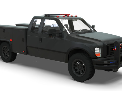 Lowpoly Police Truck Low-poly Model 3D