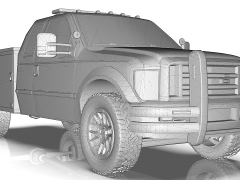 Lowpoly Police Truck Low-poly Model 3D