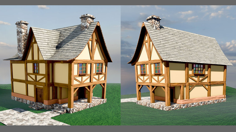 Medieval House Low-poly 3Dモデル .c4d .max .obj .3ds .fbx .stl .blend 