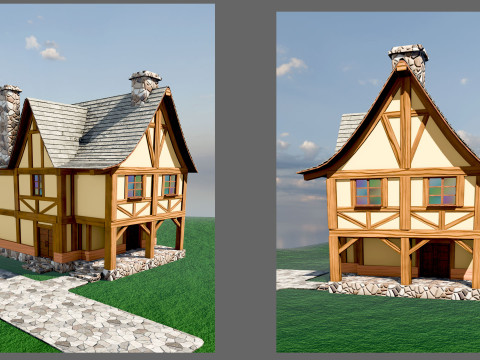 Medieval House Low-poly 3Dモデル
