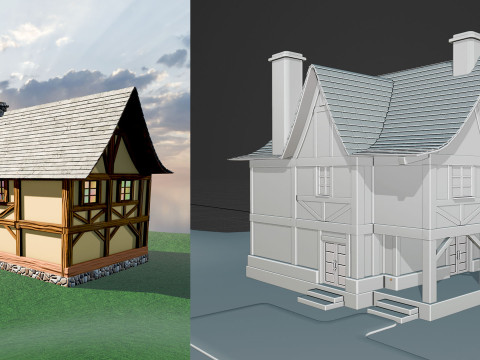 Medieval House Low-poly 3Dモデル