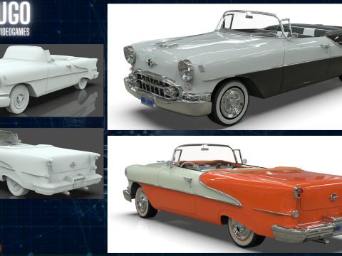 Oldsmobile 88 Convertible 1955 Low-poly 3D मॉडल