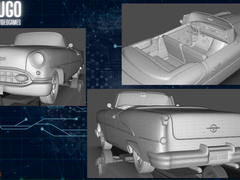 Oldsmobile 88 Convertible 1955 Low-poly 3D मॉडल