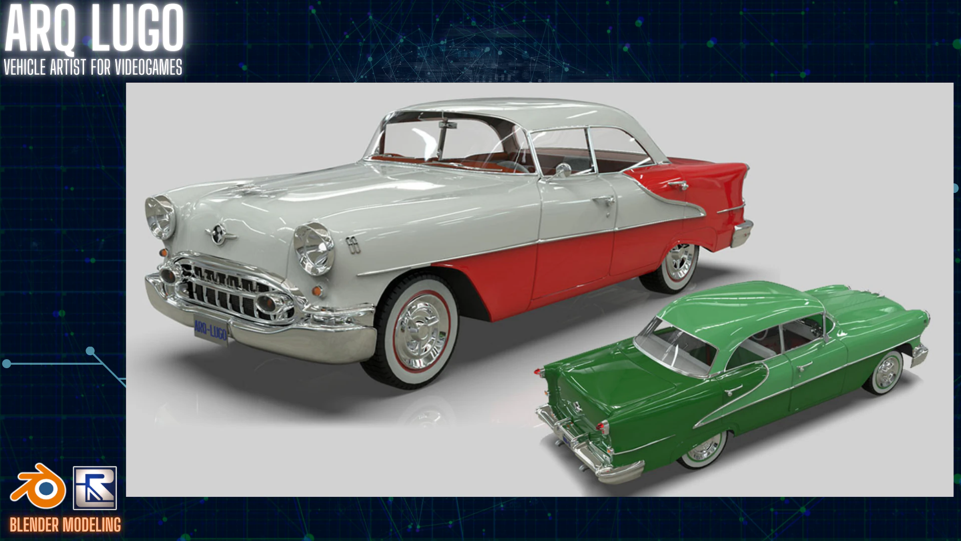 Oldsmobile Super88 Sedan 1955 Low-poly 3D Model .c4d .max .obj .3ds .fbx .stl .blend 