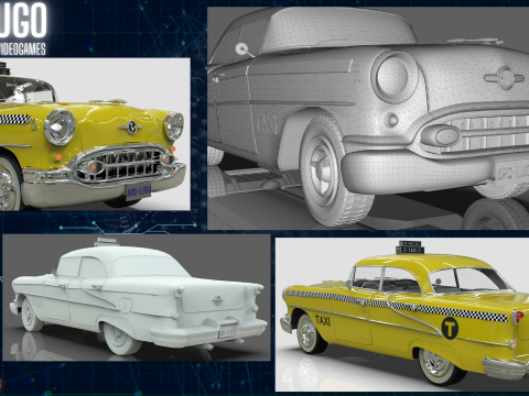 Oldsmobile Super 88 Taxi 1955 Low-poly 3D Модель