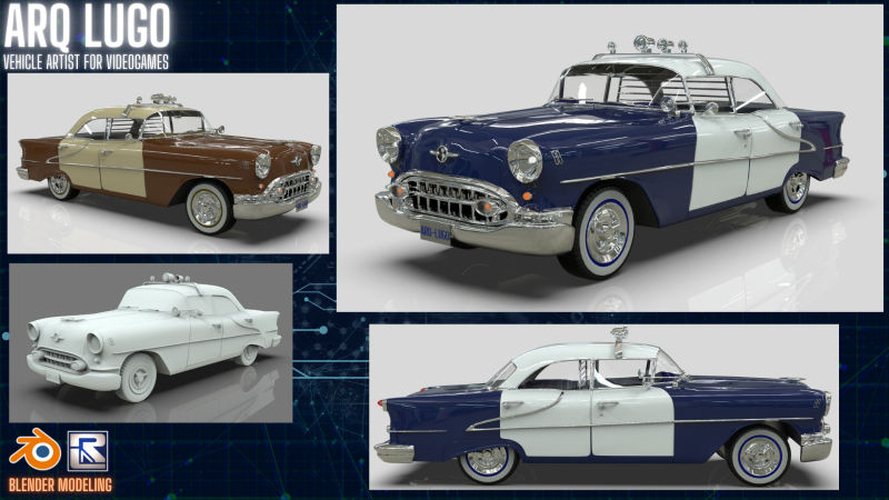 Oldsmobile Super 88 Police Patrol 1955 3D Модель .c4d .max .obj .3ds .fbx .stl .blend