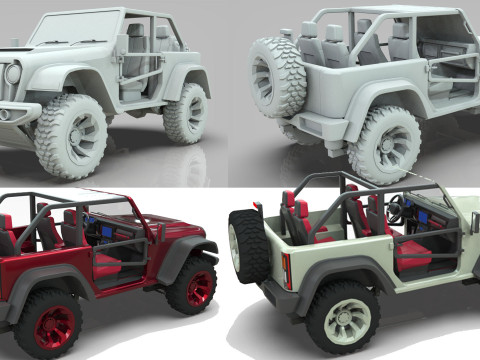Jeep Wrangler Willys Concept 2023 Low-poly 3D मॉडल
