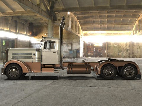 Peterbilt 351 LW 1967 Truck midpoly Modelo 3D