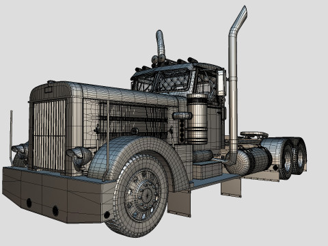 Peterbilt 351 LW 1967 Truck midpoly Modelo 3D