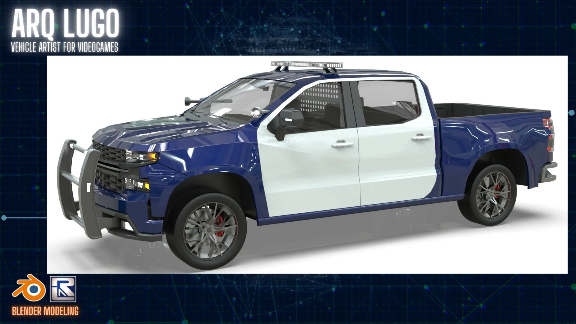 Silverado 2020 police pickup lowpoly concept 3D Model .c4d .max .obj .3ds .fbx .stl .blend 