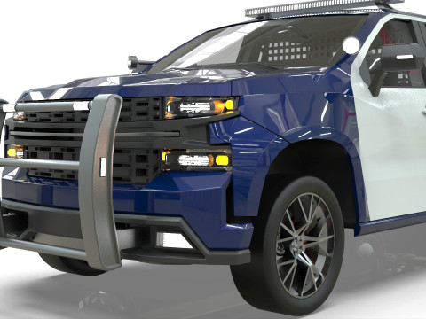 Silverado 2020 police pickup lowpoly concept Modèle 3D