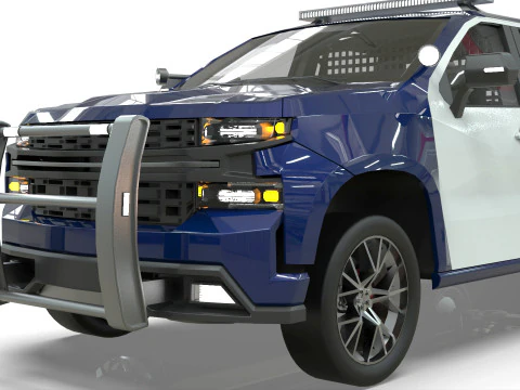 Silverado 2020 police pickup lowpoly concept 3D Model